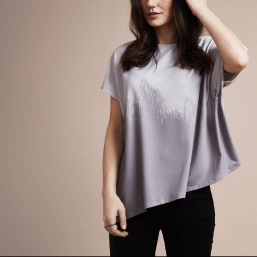 Elizabeth & Clarke Gray The Unstainable Whitney Asymmetrical Tunic Size 10 🩶✨🖤